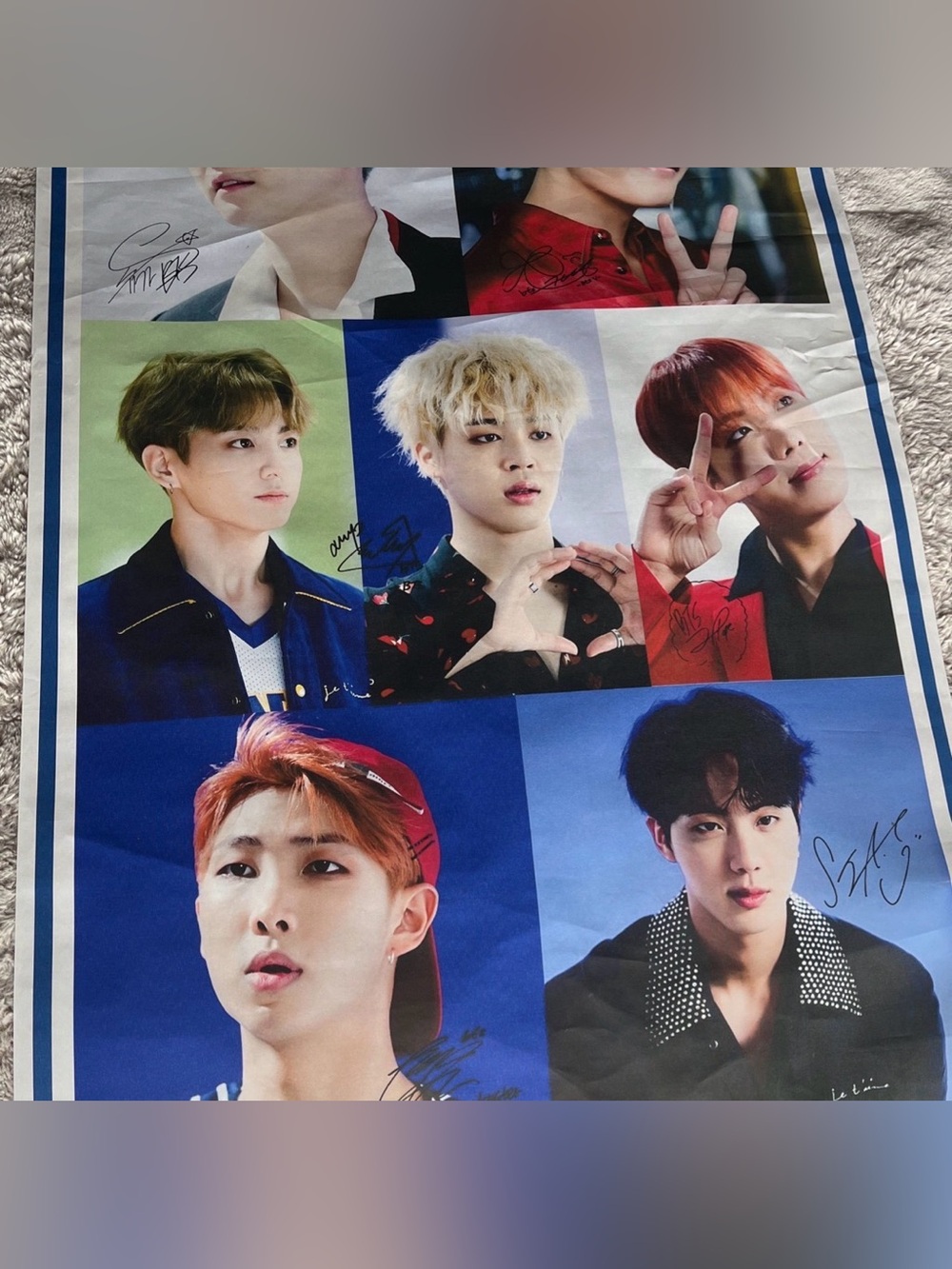 BTS Member Collage Fabric wall hanging Poster - Bangtan Btsarmy Kpop Ot7